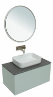 Мебель для ванной комнаты Allen Brau Infinity 85 1+1, подвесная, папирус матовый, столешница графит структ