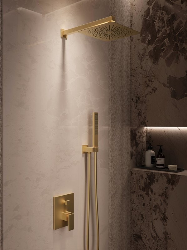 Душевой комплект Vincea Dice VSFW-2DS1BG С ВНУТРЕННЕЙ ЧАСТЬЮ, брашированное золото