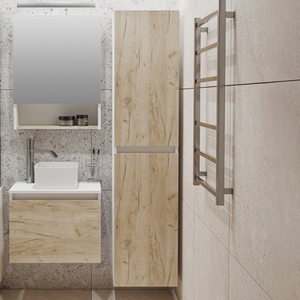 Шкаф пенал для ванной Runo Бари 35 крафтовый дуб