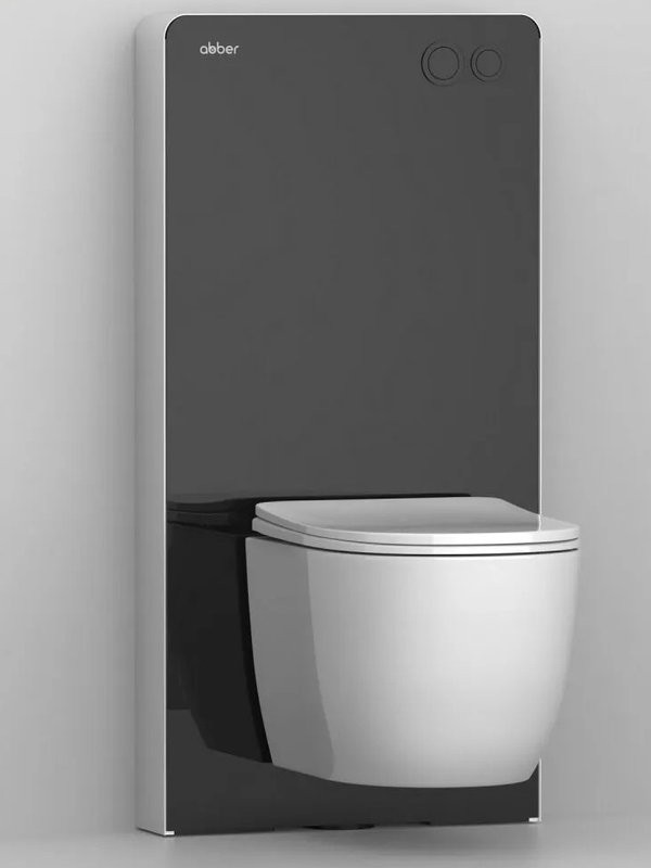 Инсталляция с кнопкой Abber AC0107MB цвет черный, пневматическое управление, крепление на стену