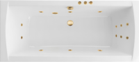 Акриловая ванна Excellent Aquaria Lux Slim Smart 180x80 см, встраиваемая, с гидромассажем, белая, с каркасом, со сливом-переливом, фурнитура золото