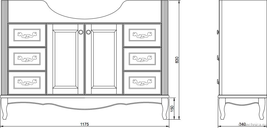 Тумба с раковиной ValenHouse Эллина 120 кальяри, фурнитура бронза