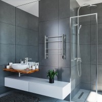 Полотенцесушитель электрический Grota Costa 530х600 NP EL 60x55 см, подключение справа, слева, скрытое подключение справа, глянцевый хром, лесенка