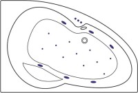 Акриловая ванна Excellent Newa Relax R 160x95 см, угловая, правая, встраиваемая, с гидромассажем, белая, асимметричная, с каркасом, с сиденьем, со сливом-переливом, фурнитура бронза