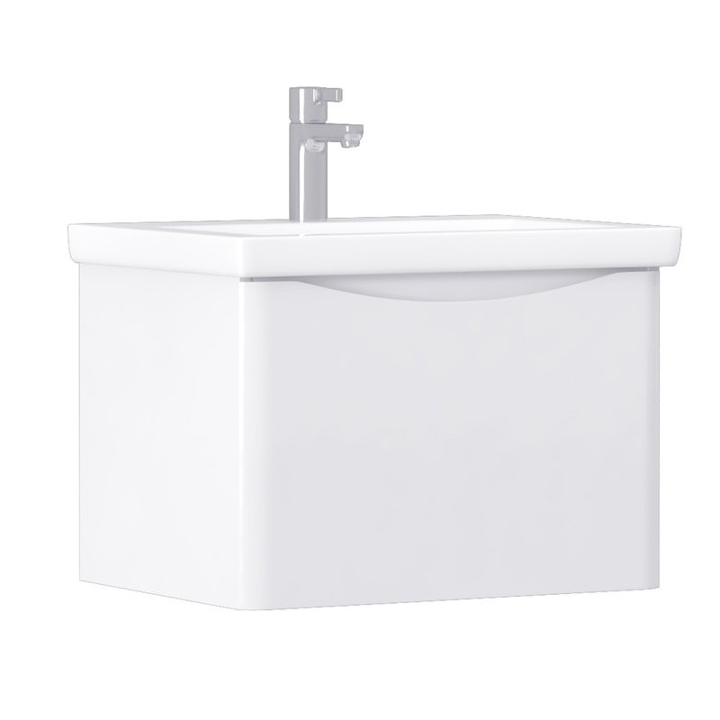 Тумба под раковину без столешницы Vigo Glem 60 подвесная, 1 ящик, глянцевая белая