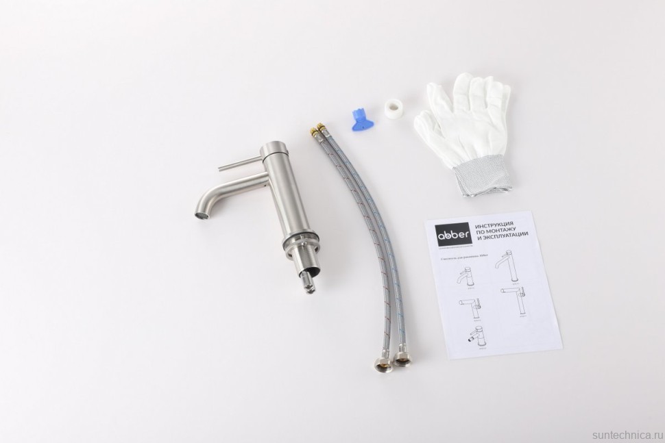 Смеситель для раковины Abber Wasser Kreis 316 AF8110BST брашированная сталь