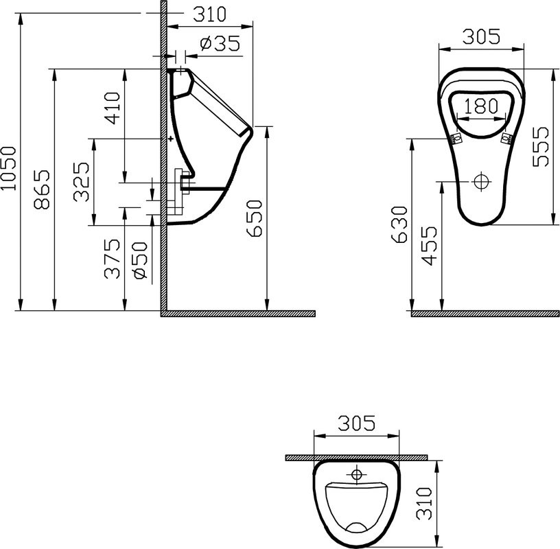 Писсуар подвесной VitrA Arkitekt 6202B003-0198 сенсорный, белый, с сифоном