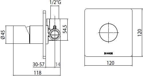 Встраиваемый смеситель для душа и ванны Bossini OKI Z00008.030 хром