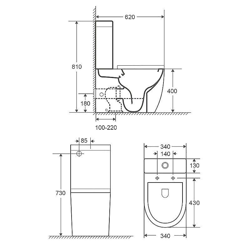 Унитаз-компакт напольный AZARIO Renda AZ-8693 глянцевый белый