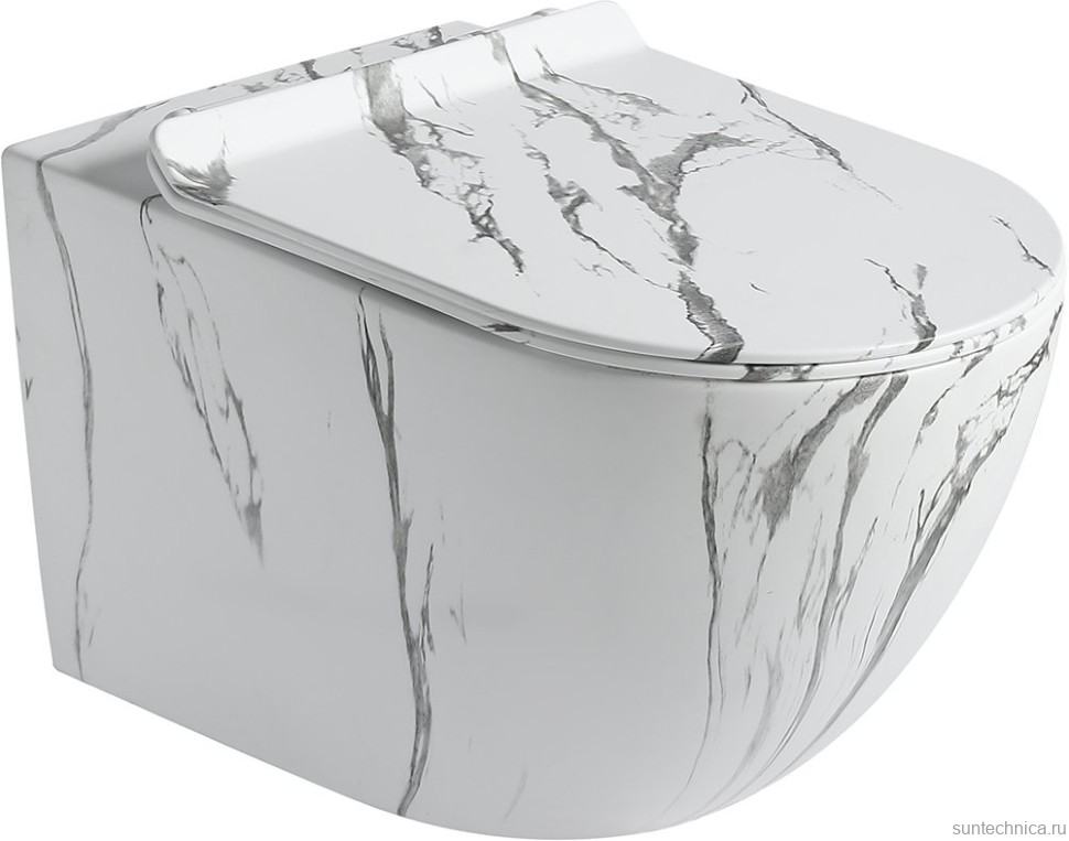Унитаз подвесной SantiLine SL-5002T-MM матовый под мрамор