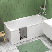 Акриловая ванна 1MarKa Elegance Премиум 170x70 см, пристенная, белая, с каркасом, с экраном, со сливом-переливом