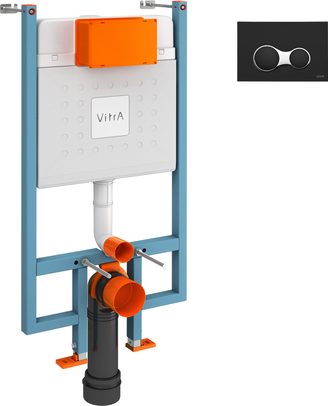 Система инсталляции для унитазов VitrA V-Fix Core 738-5800-01 с кнопкой смыва Root Square 740-0411 черной