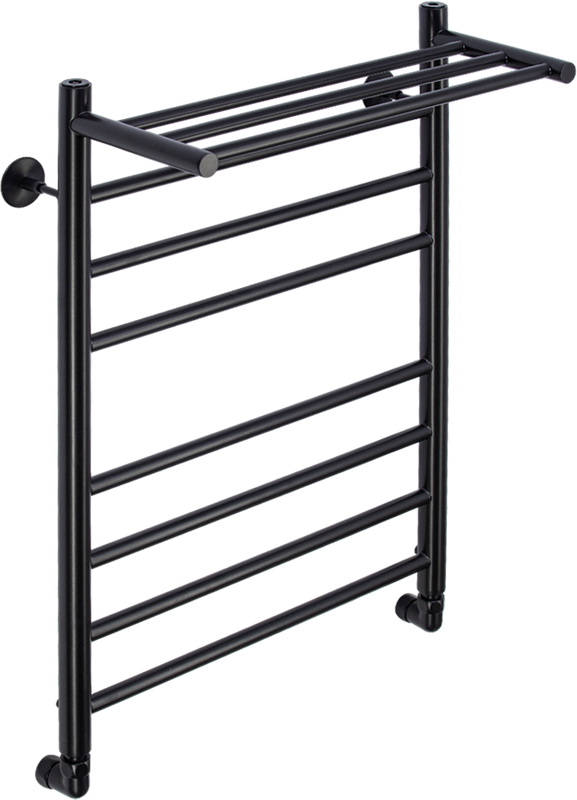 Полотенцесушитель водяной Comfysan Luce W-8 80х50 черный матовый, с полкой