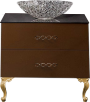 Тумба с раковиной Armadi Art NeoArt 80 шоколад с ручками Wave золото, с ножками