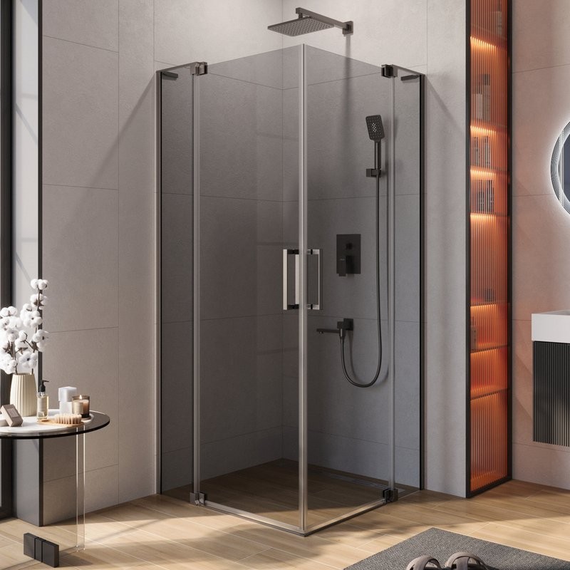 Душевой уголок Cezares Slider AH 2 80/90-100/110 GRIGIO GM профиль оружейная сталь, стекло серое