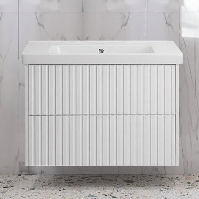 Тумба с раковиной ASB-Woodline Риола 80 слоновая кость