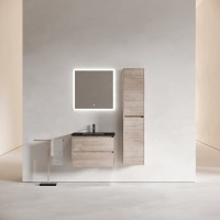 Мебель для ванной комнаты Sancos Libra 70 дуб галифакс натуральный, черная раковина CN7007MB