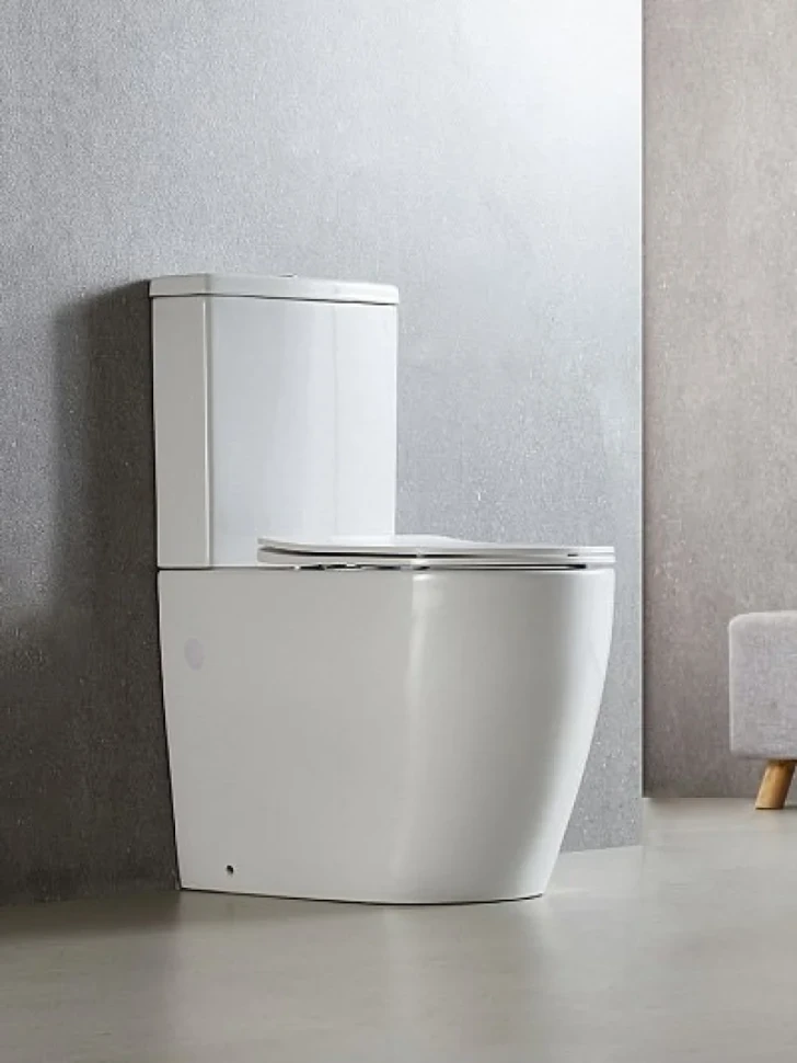 Унитаз-компакт напольный AZARIO Luma AZ-1253ST безободковый, с микролифтом, глянцевый белый