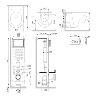 Комплект Унитаз подвесной Damixa Jupiter DX77C1700SC безободковый, с микролифтом + Инсталляция AM.PM ErgoFit I012711.0138 с кнопкой ErgoFit L черная матовая