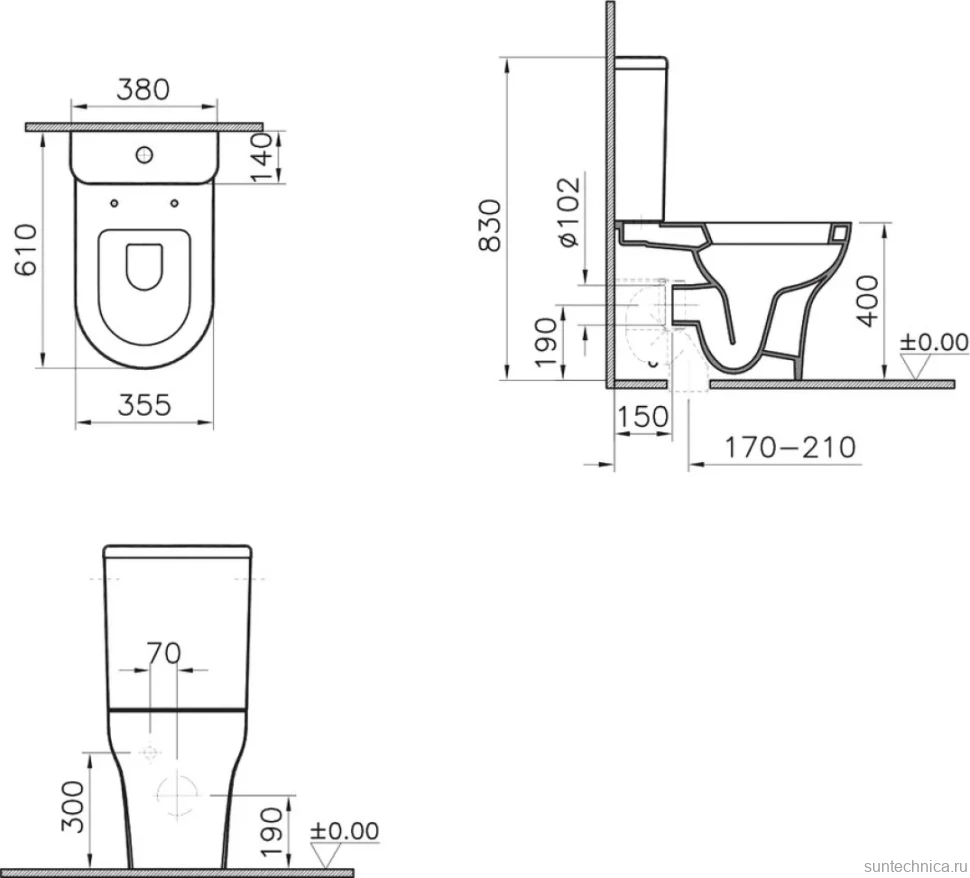 Унитаз-компакт напольный VitrA Zentrum 9012B003-7202