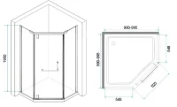 Душевой уголок RGW Hotel HO-081 100x100x195 см, профиль черный, стекло матовое