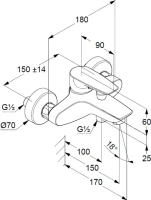 Смеситель для ванны с душем Kludi Pure&Solid 346810575 Смеситель для ванны с душем Kludi Pure&Solid 346810575