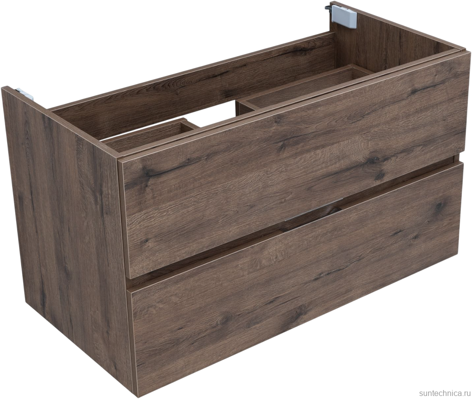 Тумба с раковиной Aquanet Алвита New 90 подвесная, дуб веллингтон табак, 2 ящика