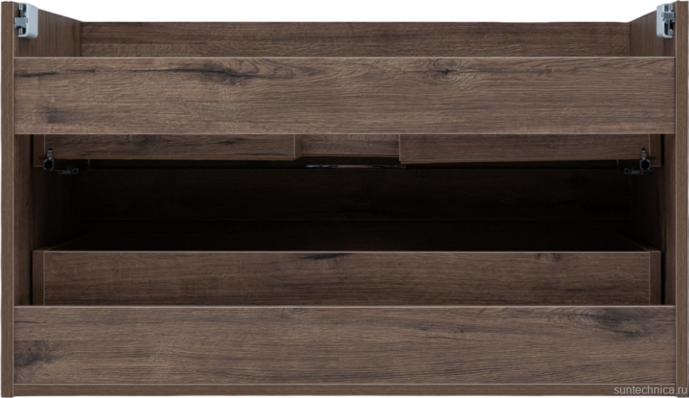 Тумба с раковиной Aquanet Алвита New 90 подвесная, дуб веллингтон табак, 2 ящика