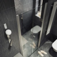 Душевая дверь в нишу Maybahglass MGD-436-5 89 см, профиль матовый хром, стекло сатин