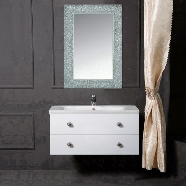 Мебель для ванной комнаты Armadi Art NeoArt 100 white с ручками Flora хром, зеркало Aura