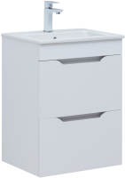 Тумба с раковиной Aquanet Практика 50 2 ящика, белая матовая