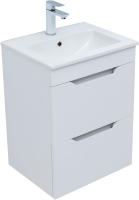 Тумба с раковиной Aquanet Практика 50 2 ящика, белая матовая