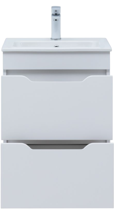 Тумба с раковиной Aquanet Практика 50 2 ящика, белая матовая