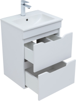 Тумба с раковиной Aquanet Практика 50 2 ящика, белая матовая