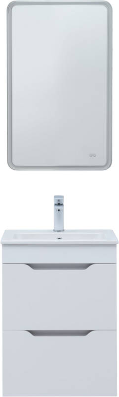 Тумба с раковиной Aquanet Практика 50 2 ящика, белая матовая