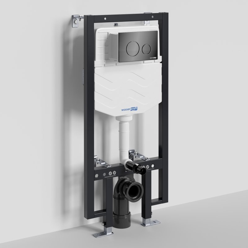 Система инсталляции для унитазов Wasserkraft Vils 56TLT.010.ME.PB02 с кнопкой смыва черной