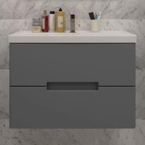 Тумба с раковиной SanStar Noche 70 подвесная, графит софт, раковина Фостер