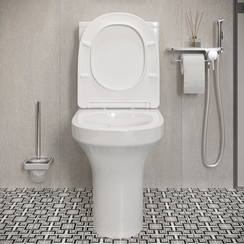 Унитаз-компакт напольный Damixa Skyline DX35C8600SC безободковый, с микролифтом