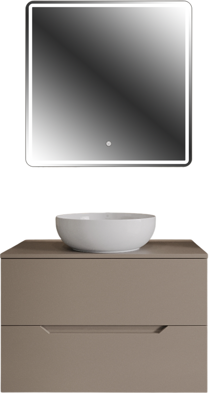 Мебель для ванной комнаты Orange Line 80 подвесная, 2 ящика, матовый латте с раковиной B07-420W