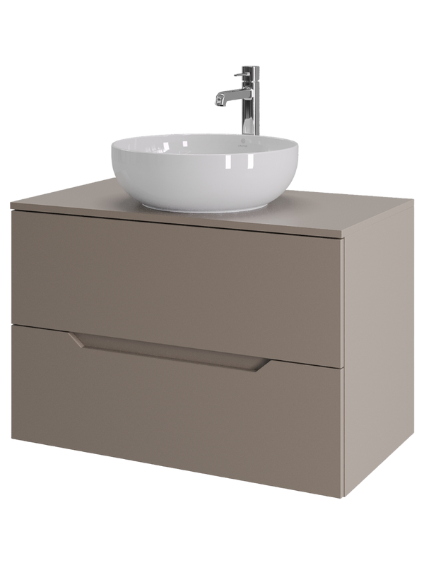 Мебель для ванной комнаты Orange Line 80 подвесная, 2 ящика, матовый латте с раковиной B07-420W