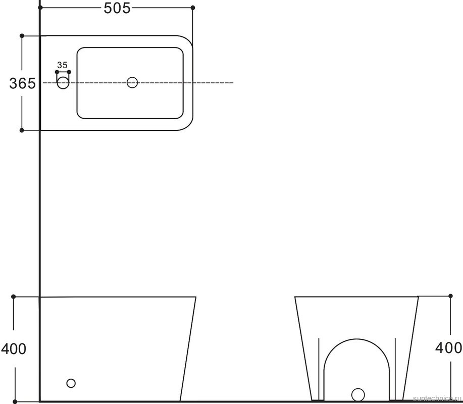 Биде напольное Aquanet Tavr 2.0 В1