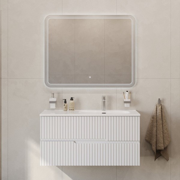 Мебель для ванной комнаты Cezares Duet 100 R bianco lucido, раковина белая CZR-8095-100-R