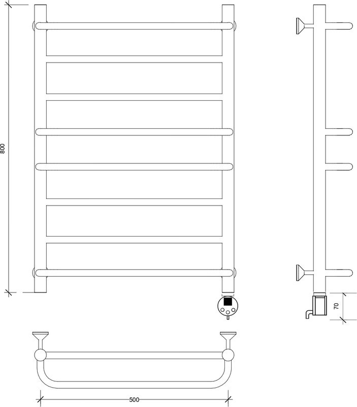 Полотенцесушитель электрический Secado Модена 2 R 85x55 см, подключение справа, хром, лесенка