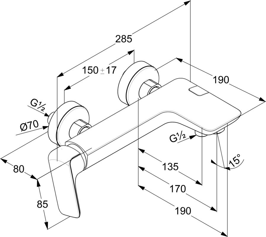 Смеситель для ванны с душем Kludi Ameo 416710575