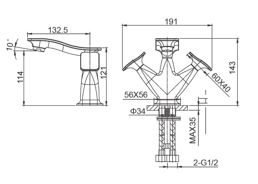 Смеситель для раковины Wonzon & Woghand Shakespeare WW-651101-DG темное золото