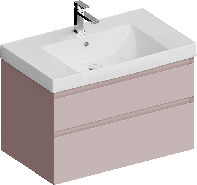 Тумба с раковиной KERAMA MARAZZI Cubo 80 подвесная, мальва матовая