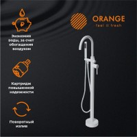 Напольный смеситель для ванны с душем Orange Steel Steel M99-336w напольный, белый