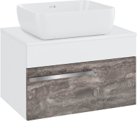 Тумба с раковиной Runo Вудлайн 65 подвесная, железный камень, раковина Cuatro 50