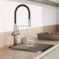 Смеситель для кухни IDDIS Ikon IKNBNFFi05 с гибким изливом, матовая сталь сатин