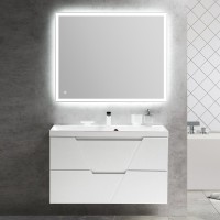 Мебель для ванной комнаты BelBagno Vittoria 100 подвесная, bianco lucido, белая глянцевая раковина